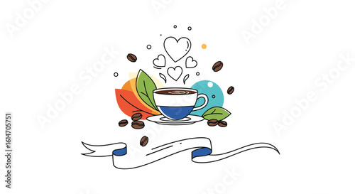 Delicious coffee beverage with fresh fruit and decorative elements for a refreshing experience