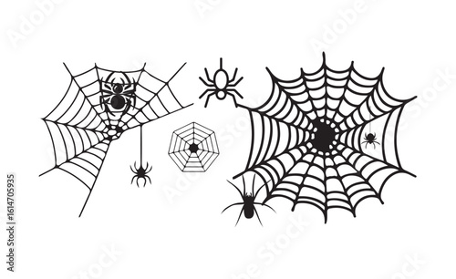 Black creepy spider web net silhouette,  Spiderweb elements icon, vector illustration eps 10.