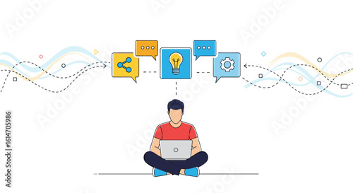 The digital thinker creating ideas and concepts through online communication and learning resources