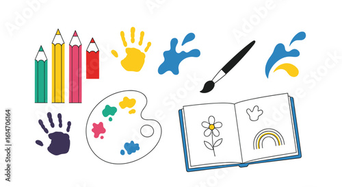 Creative art supplies and activities for childrens artistic expression and skill development in early childhood education