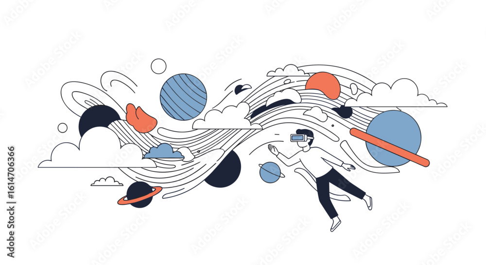 Obraz premium Exploring the vast universe through immersive virtual reality experiences expanding human perception