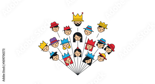 Generational family tree illustrating diverse characters and leadership