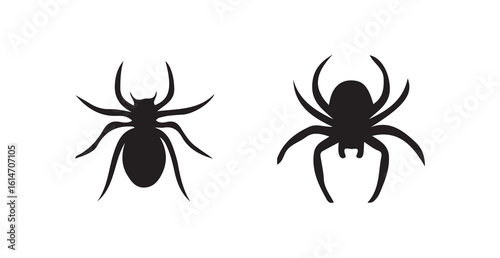 Spider black silhouette vector, Simple silhouette Design vector icon with white background, Scary and dangerous spider with big paws, vector illustration eps 10.
