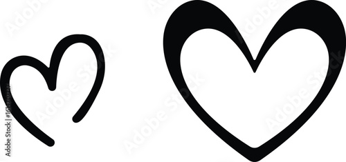 Art & IllustrationHeart icon set.Collection of heart illustration with different style. Heart shape Isolated on white background.A flat color heart set icon editable. Grunge rough brush stroke romance