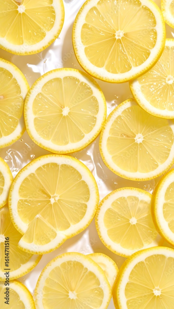 Lemon slices on white surface Lemon slices on white surface