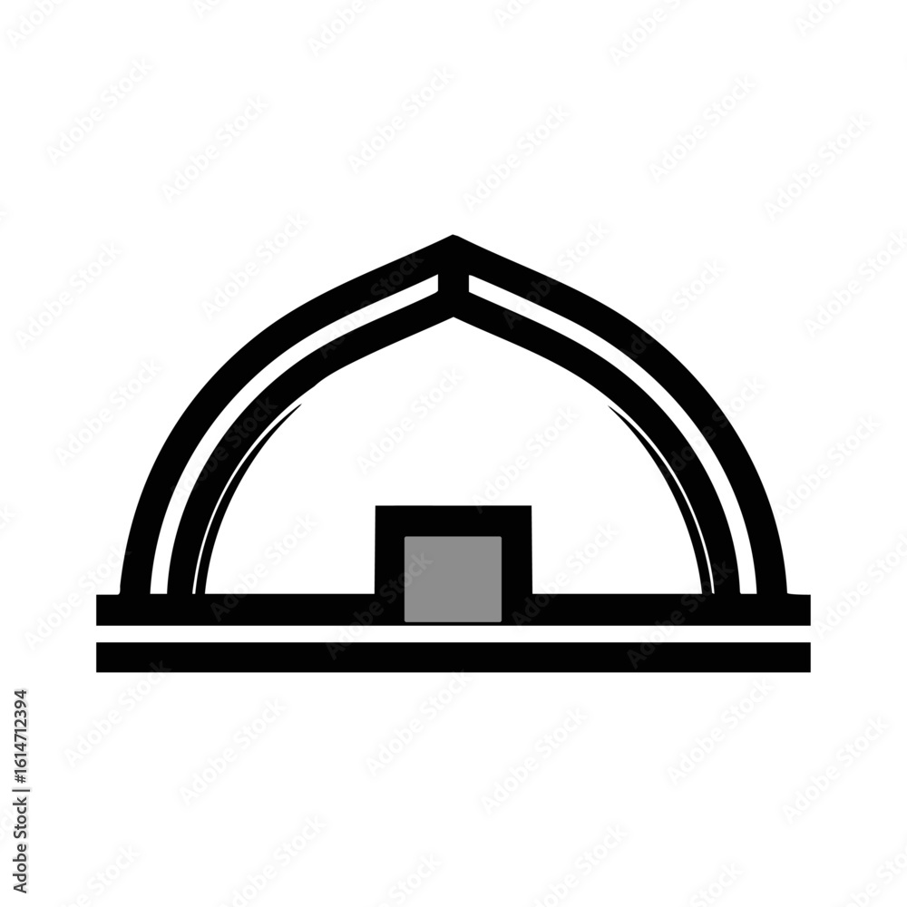 Fototapeta premium Clean Geometric Black Archway with Grey Square Element Minimalist Vector Graphic