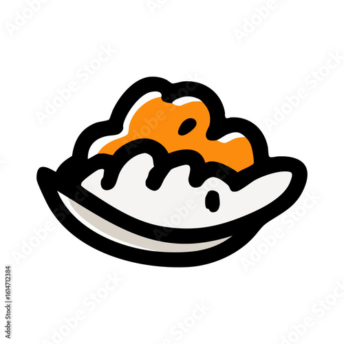 Dumpling Delight: Stylized Asian Food Icon with Bold Outline and Vibrant Fill