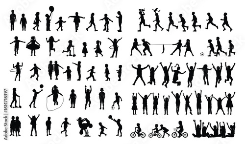 Kids silhouettes. Collection of children silhouettes set