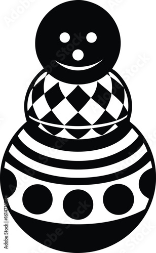 Snowman Built from Three Stacked Ornate Faberge Eggs