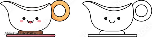 Cute gravy boat coloring page printable for kids and toddlers