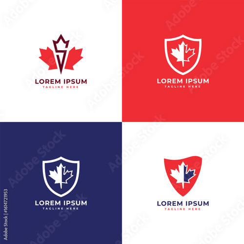 Canadian maple leaf shield security service logo design creative concept art
