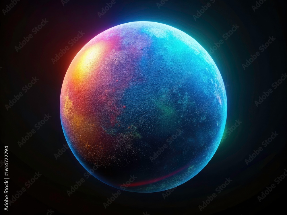 Fototapeta premium 3D Rendered Sphere, Black Background, Night Photography, Abstract Ball, Illuminated Orb, Dark Scene, Digital Art, Realistic 3D