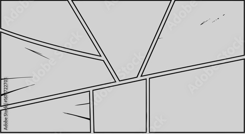 Comic Book Panel Layout with Dynamic Composition and Angular Divisions
