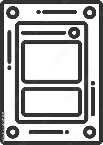 マグネットローダーに入った、トレーディングカードのアイコン（線画）のイラスト