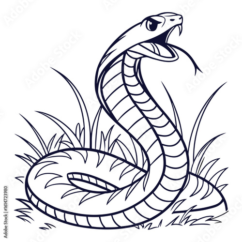 A funny cartoon illustration of a cobra snake in the form of a dragon tattoo