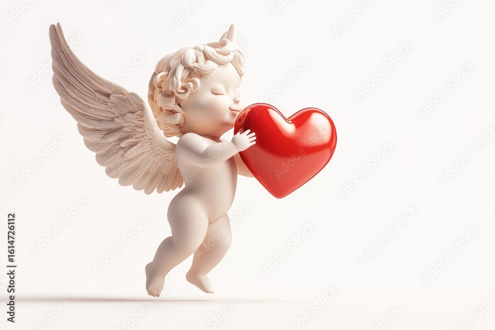 Obraz premium 3D cupid illustration angel heart archangel.