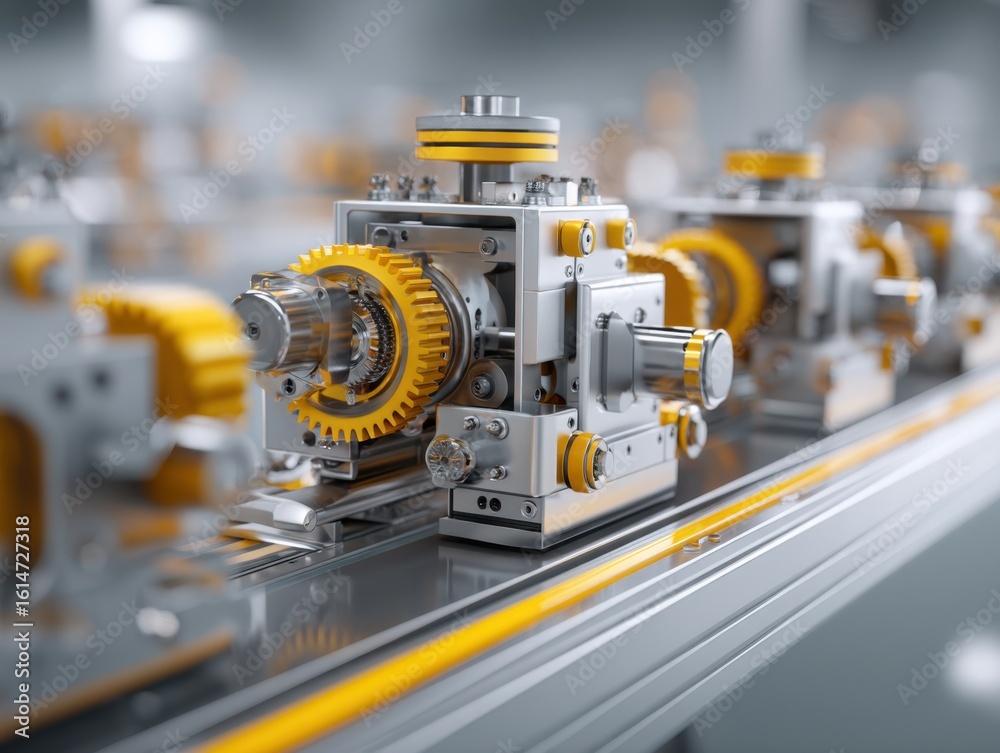 Fototapeta premium Detailed Vector Illustration of Factory Assembly Line Segment