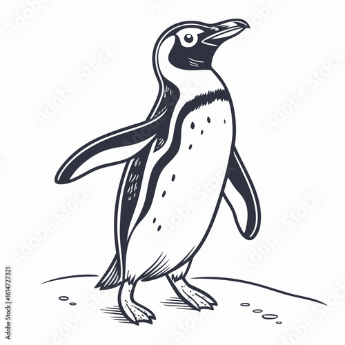 Cute cartoon emperor penguin vector illustration on a white background, perfect for winter and Christmas designs