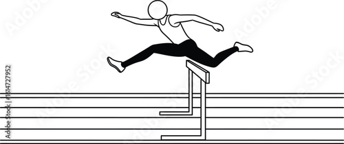 Hurdle runner athlete vector illustration sports competition