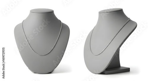 Necklace bust Jewelry display stand, isolated on white, gray