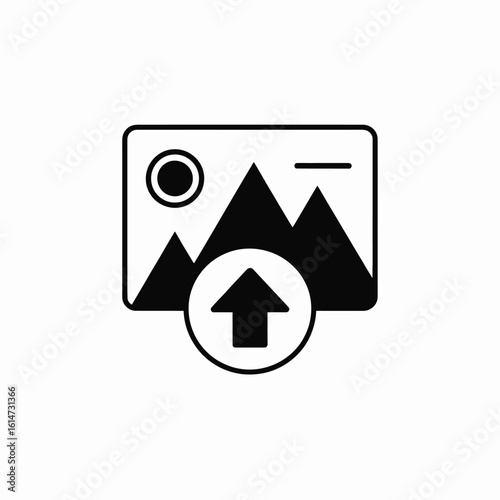 Free Download Image upload icon with mountain landscape and arrow symbol - GFXLoad