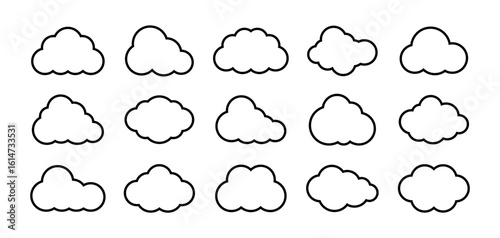 cloud collection vector set. rain, overcast, cloudy, sky, nature.