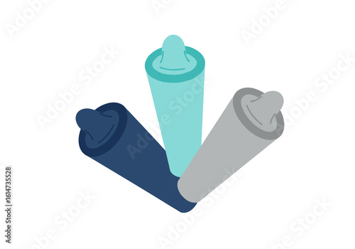 Three condoms on a transparent background for graphic design and illustration