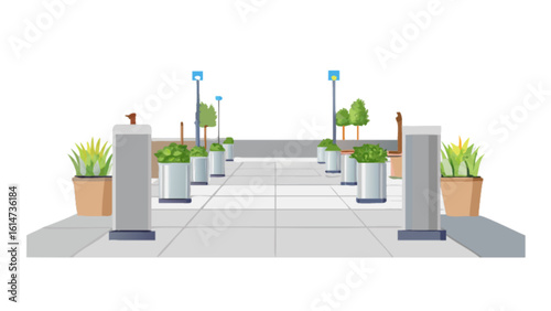 City park landscape design with plants and greenery for urban spaces and public areas concept design