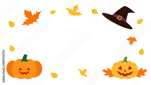 watercolor halloween frame jackolantern