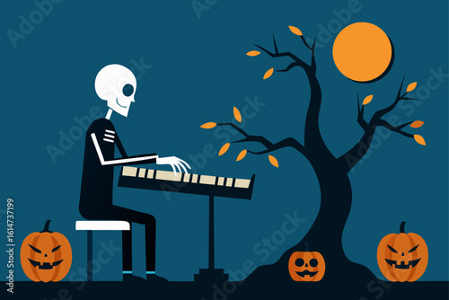 floating skeletal pianist eerie music ghost spooky