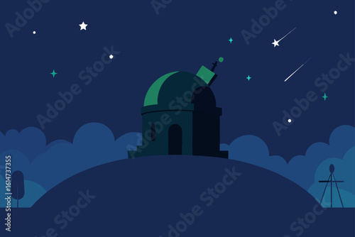 haunted observatory hill telescope glowing spooky night