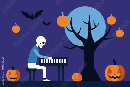floating skeletal pianist eerie music ghost spooky