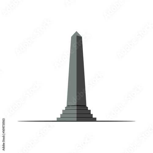 Obelisk Structure in Urban Environment, Minimalist Design Viewpoint