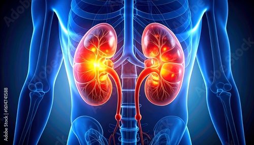 Human kidneys highlighted