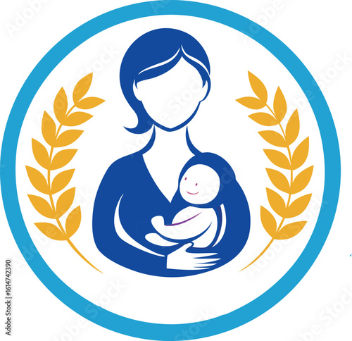 Vector Silhouette of Breastfeeding logo on transparent background