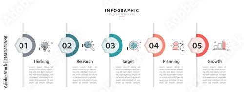 Timeline Creator infographic template. 5 Step timeline journey, calendar Flat simple infographics design template. presentation graph. Business concept with 5 options, gantt vector illustration.