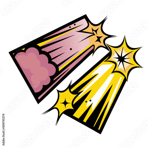 Colorful comic book style pow and bam effects, isolated vector image on transparent background