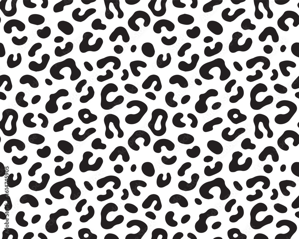 Fototapeta premium Seamless black and white leopard print pattern