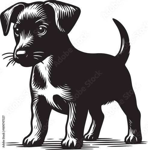 Dog silhouette vector art, Nice looking dog silhouette, Puppy dog silhouette vector illustration 