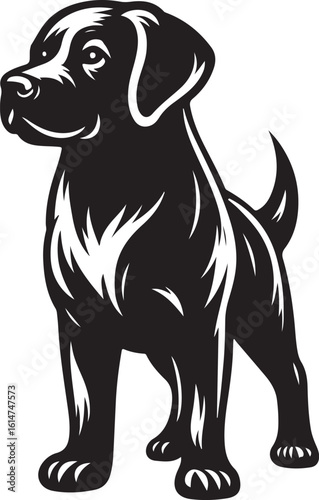 Dog silhouette vector art, Nice looking dog silhouette, Puppy dog silhouette vector illustration 