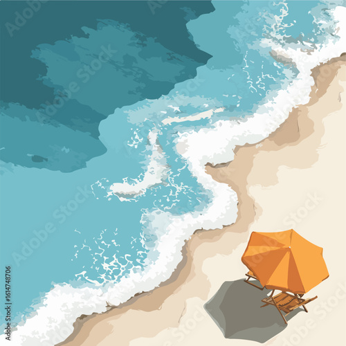 beach isolated in White Background, beach vector, Flat lay vector illustration
