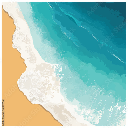 beach isolated in White Background, beach vector, Flat lay vector illustration