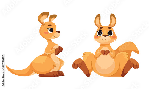 Adorable and Cute Cartoon Kangaroo Illustration Perfect for Engaging Childrens Media