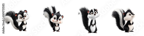 Cartoon Skunk Characters - Adorable Black and White Animals
