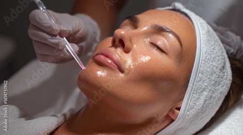 Dermaplaning Skin Treatment with Glowing Facial Oil at Spa Performed by Skincare Professional