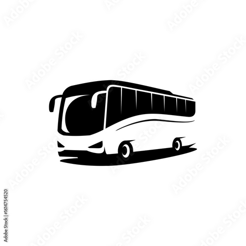 black and white bus silhouette logo illustration