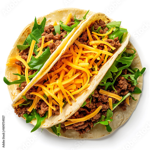 Fresh Tacos with Ground Beef, Shredded Cheese, and Lettuce