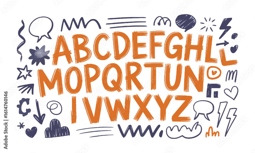 Fototapeta premium Modern vector illustration featuring a wide variety of hand-drawn doodle sketch elements, zigzags, underlines, squiggles, sketchy arrows, speech and thought bubbles, easily editable.