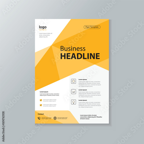 business flyer brochure report layout design template. single page cover design. yellow color and Easy for editing

