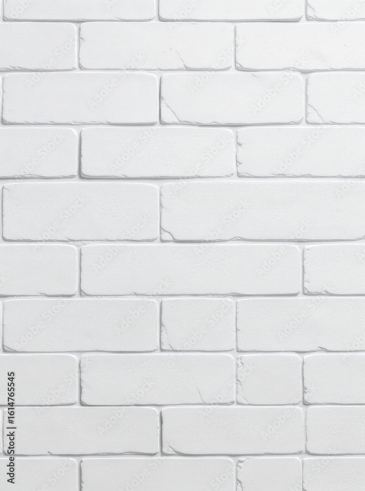 Obraz premium Textured White Brick Wall Surface with Subtle Shadows and Grout Lines